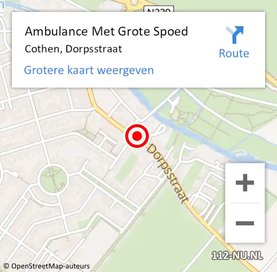 Locatie op kaart van de 112 melding: Ambulance Met Grote Spoed Naar Cothen, Dorpsstraat op 31 december 2017 07:29