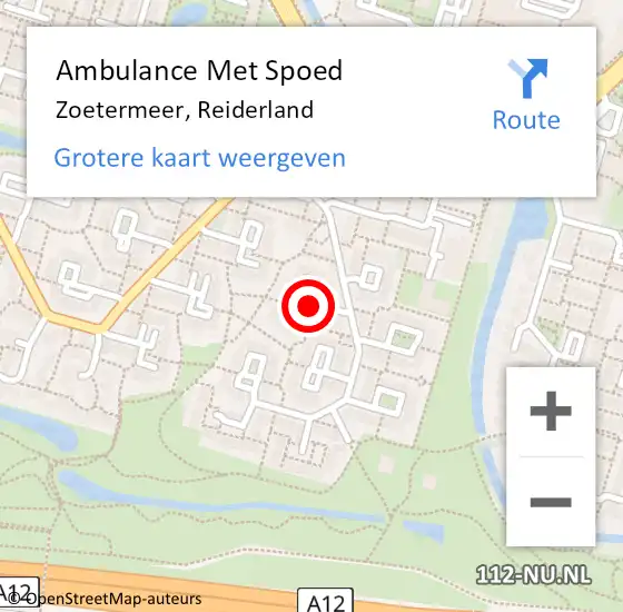 Locatie op kaart van de 112 melding: Ambulance Met Spoed Naar Zoetermeer, Reiderland op 31 december 2017 08:03