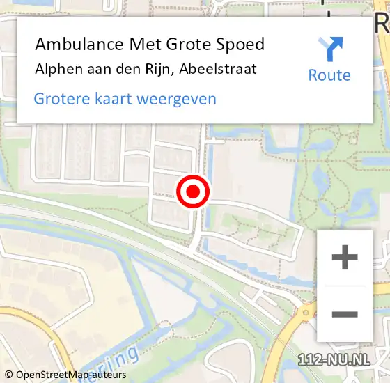 Locatie op kaart van de 112 melding: Ambulance Met Grote Spoed Naar Alphen aan den Rijn, Abeelstraat op 31 december 2017 08:27