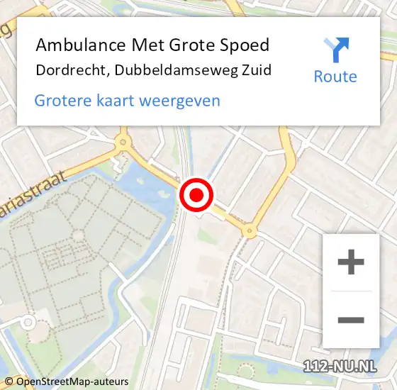 Locatie op kaart van de 112 melding: Ambulance Met Grote Spoed Naar Dordrecht, Dubbeldamseweg Zuid op 31 december 2017 08:50