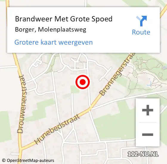 Locatie op kaart van de 112 melding: Brandweer Met Grote Spoed Naar Borger, Molenplaatsweg op 31 december 2017 08:51