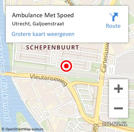 Locatie op kaart van de 112 melding: Ambulance Met Spoed Naar Utrecht, Galjoenstraat op 31 december 2017 08:59