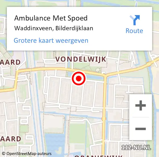 Locatie op kaart van de 112 melding: Ambulance Met Spoed Naar Waddinxveen, Bilderdijklaan op 31 december 2017 10:37