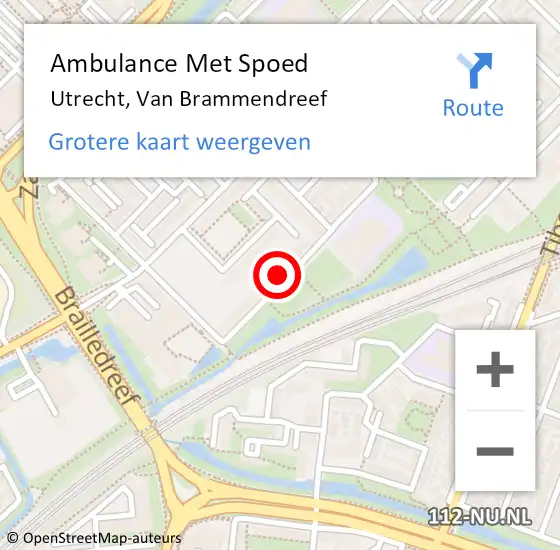 Locatie op kaart van de 112 melding: Ambulance Met Spoed Naar Utrecht, Van Brammendreef op 31 december 2017 10:41