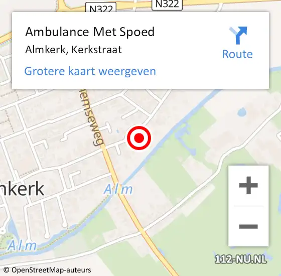 Locatie op kaart van de 112 melding: Ambulance Met Spoed Naar Almkerk, Kerkstraat op 31 december 2017 10:43