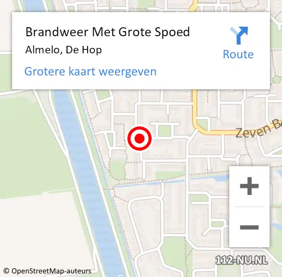 Locatie op kaart van de 112 melding: Brandweer Met Grote Spoed Naar Almelo, De Hop op 31 december 2017 11:20