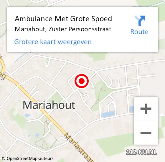 Locatie op kaart van de 112 melding: Ambulance Met Grote Spoed Naar Mariahout, Zuster Persoonsstraat op 31 december 2017 11:57