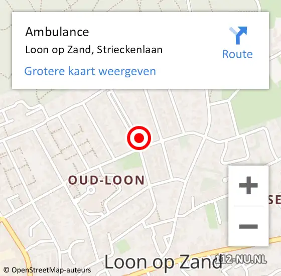 Locatie op kaart van de 112 melding: Ambulance Loon op Zand, Strieckenlaan op 31 december 2017 12:02