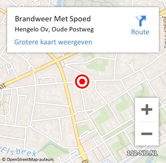 Locatie op kaart van de 112 melding: Brandweer Met Spoed Naar Hengelo Ov, Oude Postweg op 31 december 2017 12:04