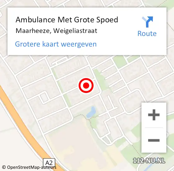 Locatie op kaart van de 112 melding: Ambulance Met Grote Spoed Naar Maarheeze, Weigeliastraat op 31 december 2017 12:22