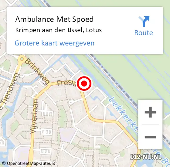 Locatie op kaart van de 112 melding: Ambulance Met Spoed Naar Krimpen aan den IJssel, Lotus op 31 december 2017 12:35