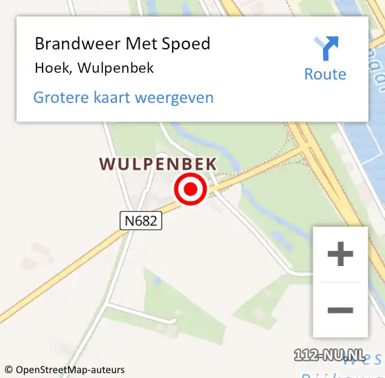 Locatie op kaart van de 112 melding: Brandweer Met Spoed Naar Hoek, Wulpenbek op 31 december 2017 12:49