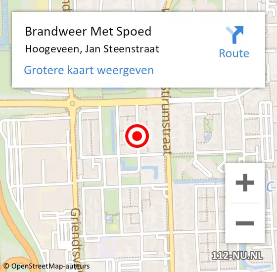 Locatie op kaart van de 112 melding: Brandweer Met Spoed Naar Hoogeveen, Jan Steenstraat op 31 december 2017 13:13