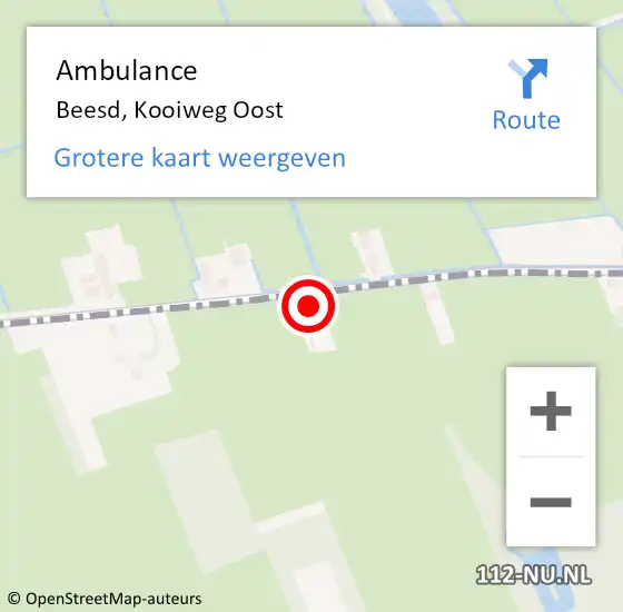 Locatie op kaart van de 112 melding: Ambulance Beesd, Kooiweg Oost op 31 december 2017 13:22