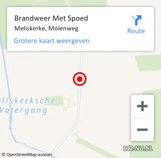 Locatie op kaart van de 112 melding: Brandweer Met Spoed Naar Meliskerke, Molenweg op 31 december 2017 13:54