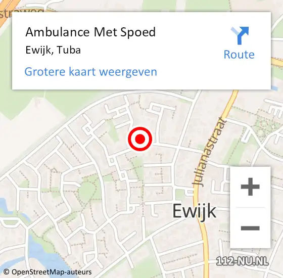 Locatie op kaart van de 112 melding: Ambulance Met Spoed Naar Ewijk, Tuba op 31 december 2017 14:10