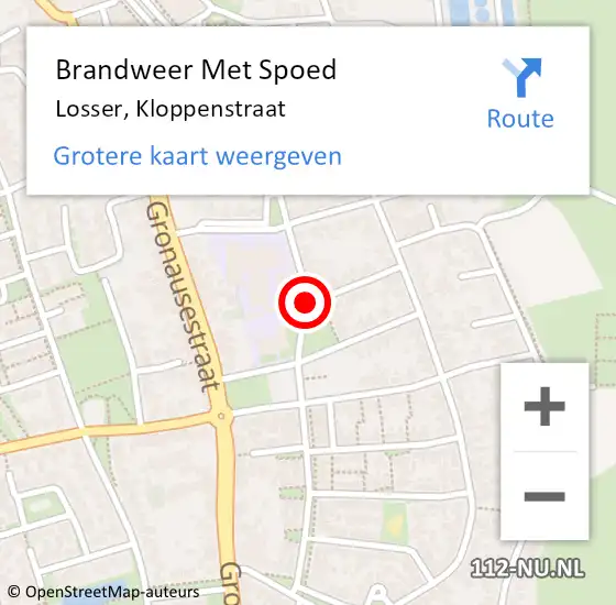 Locatie op kaart van de 112 melding: Brandweer Met Spoed Naar Losser, Kloppenstraat op 31 december 2017 14:14