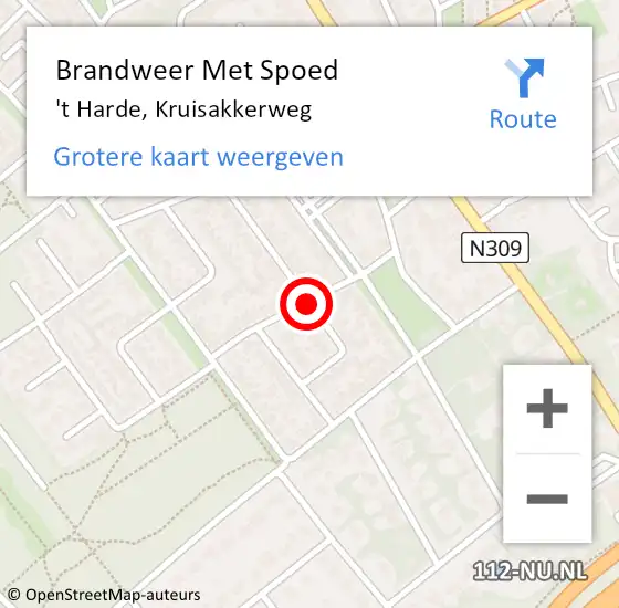 Locatie op kaart van de 112 melding: Brandweer Met Spoed Naar 't Harde, Kruisakkerweg op 31 december 2017 14:14