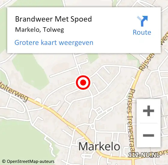 Locatie op kaart van de 112 melding: Brandweer Met Spoed Naar Markelo, Tolweg op 31 december 2017 14:15