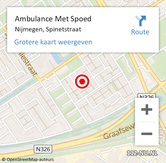 Locatie op kaart van de 112 melding: Ambulance Met Spoed Naar Nijmegen, Spinetstraat op 31 december 2017 14:48