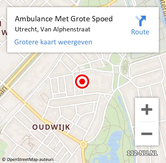Locatie op kaart van de 112 melding: Ambulance Met Grote Spoed Naar Utrecht, Van Alphenstraat op 31 december 2017 14:53