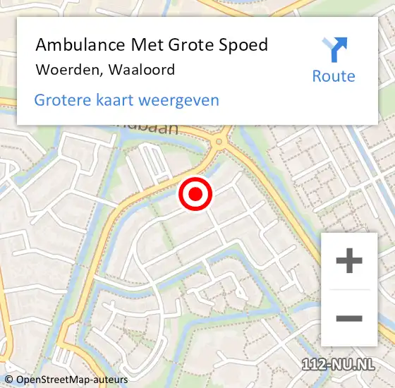 Locatie op kaart van de 112 melding: Ambulance Met Grote Spoed Naar Woerden, Waaloord op 31 december 2017 15:04