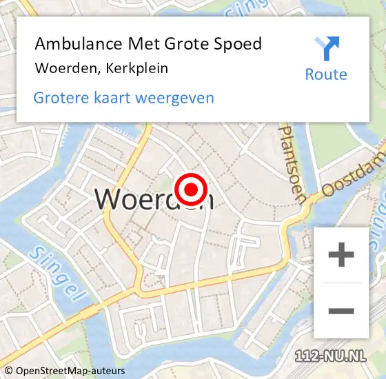 Locatie op kaart van de 112 melding: Ambulance Met Grote Spoed Naar Woerden, Kerkplein op 31 december 2017 15:06