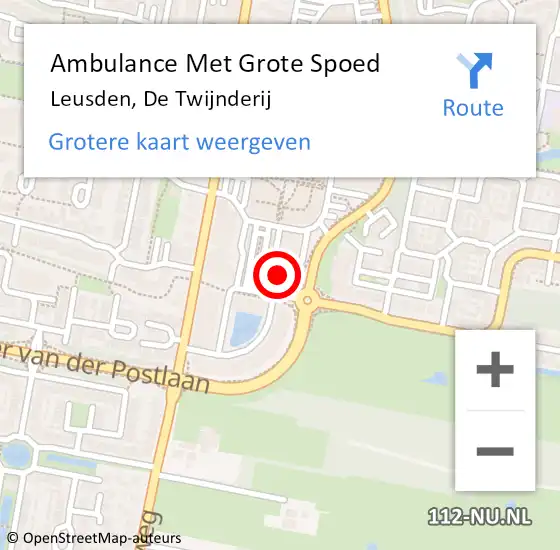 Locatie op kaart van de 112 melding: Ambulance Met Grote Spoed Naar Leusden, De Twijnderij op 31 december 2017 15:10