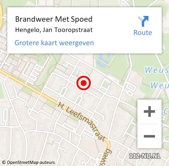 Locatie op kaart van de 112 melding: Brandweer Met Spoed Naar Hengelo Ov, Jan Tooropstraat op 31 december 2017 15:14