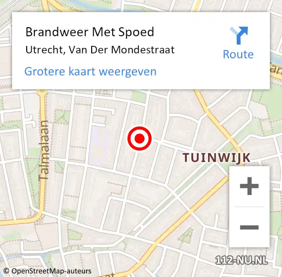 Locatie op kaart van de 112 melding: Brandweer Met Spoed Naar Utrecht, Van Der Mondestraat op 31 december 2017 15:33