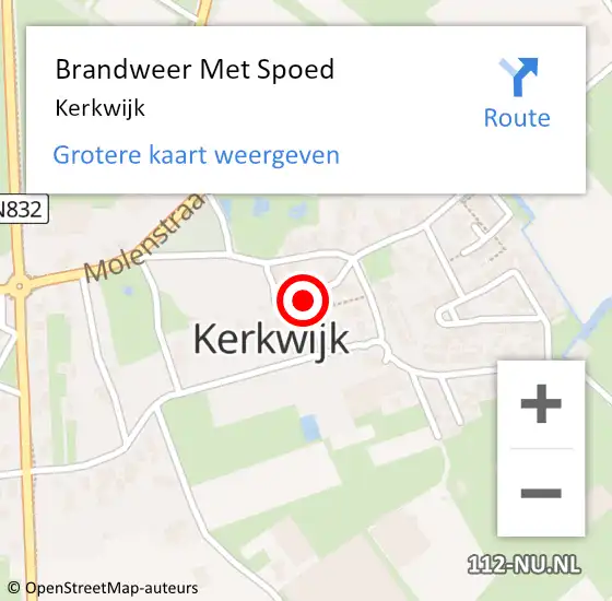 Locatie op kaart van de 112 melding: Brandweer Met Spoed Naar Kerkwijk op 31 december 2017 15:37