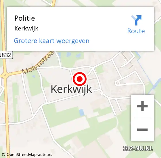 Locatie op kaart van de 112 melding: Politie Kerkwijk op 31 december 2017 15:37