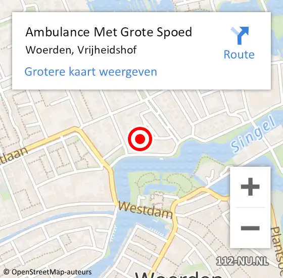 Locatie op kaart van de 112 melding: Ambulance Met Grote Spoed Naar Woerden, Vrijheidshof op 31 december 2017 16:15
