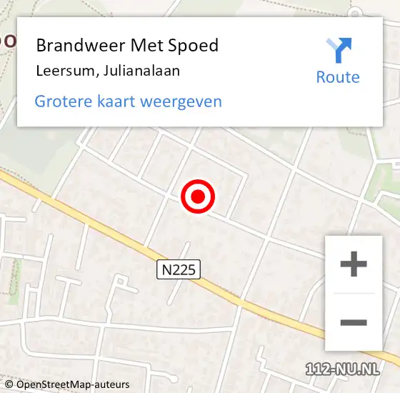 Locatie op kaart van de 112 melding: Brandweer Met Spoed Naar Leersum, Julianalaan op 31 december 2017 16:30