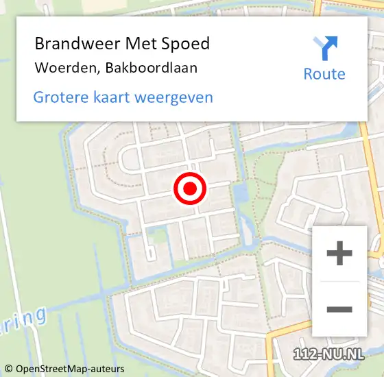 Locatie op kaart van de 112 melding: Brandweer Met Spoed Naar Woerden, Bakboordlaan op 31 december 2017 16:52