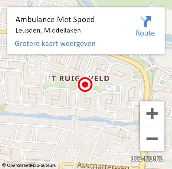 Locatie op kaart van de 112 melding: Ambulance Met Spoed Naar Leusden, Middellaken op 31 december 2017 16:59