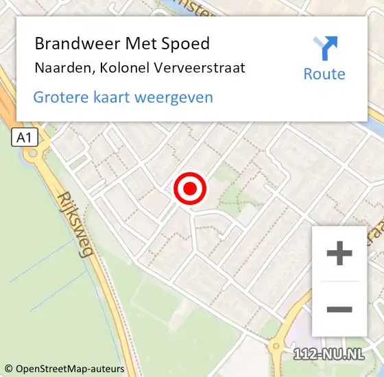 Locatie op kaart van de 112 melding: Brandweer Met Spoed Naar Naarden, Kolonel Verveerstraat op 31 december 2017 17:08