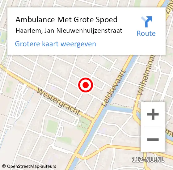 Locatie op kaart van de 112 melding: Ambulance Met Grote Spoed Naar Haarlem, Jan Nieuwenhuijzenstraat op 31 december 2017 17:09