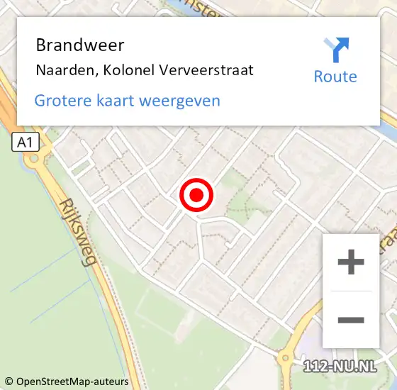 Locatie op kaart van de 112 melding: Brandweer Naarden, Kolonel Verveerstraat op 31 december 2017 17:09