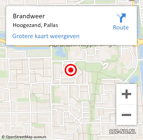 Locatie op kaart van de 112 melding: Brandweer Hoogezand, Pallas op 31 december 2017 17:14