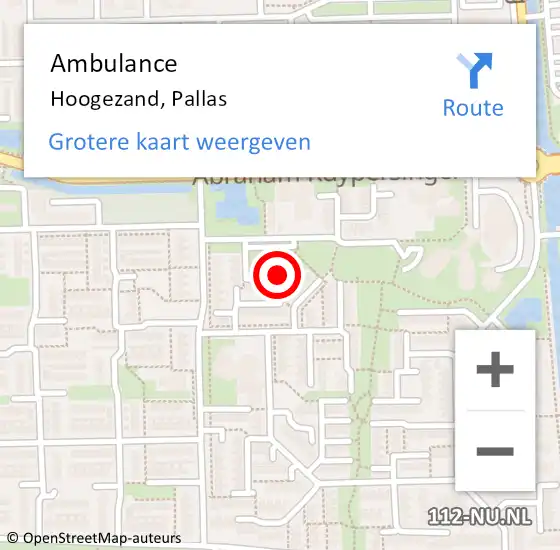 Locatie op kaart van de 112 melding: Ambulance Hoogezand, Pallas op 31 december 2017 17:14