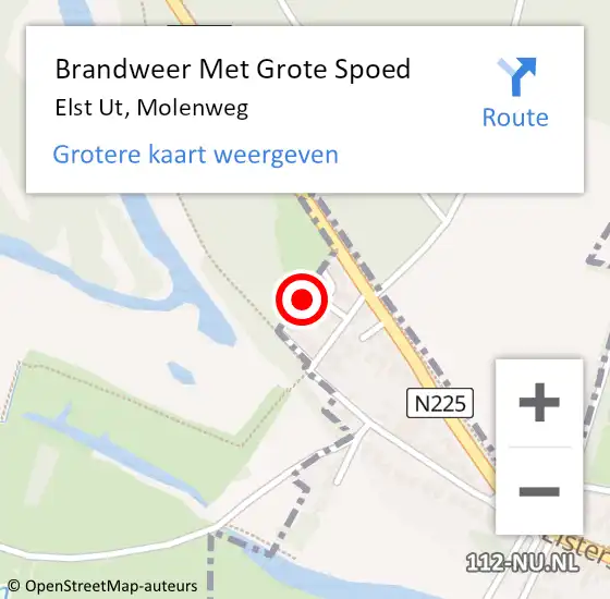 Locatie op kaart van de 112 melding: Brandweer Met Grote Spoed Naar Elst Ut, Molenweg op 31 december 2017 17:21