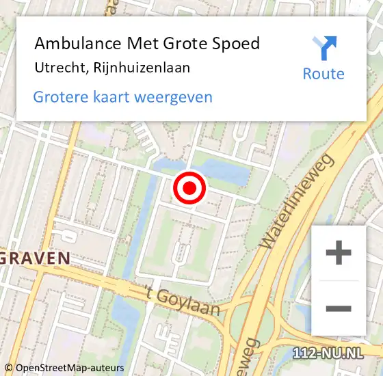 Locatie op kaart van de 112 melding: Ambulance Met Grote Spoed Naar Utrecht, Rijnhuizenlaan op 31 december 2017 18:26