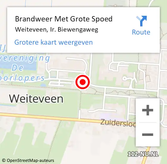 Locatie op kaart van de 112 melding: Brandweer Met Grote Spoed Naar Weiteveen, Ir. Biewengaweg op 31 december 2017 18:32