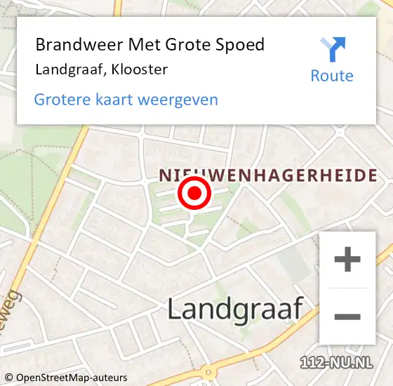 Locatie op kaart van de 112 melding: Brandweer Met Grote Spoed Naar Landgraaf, Klooster op 31 december 2017 18:34