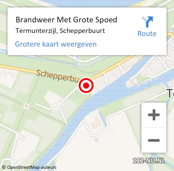 Locatie op kaart van de 112 melding: Brandweer Met Grote Spoed Naar Termunterzijl, Schepperbuurt op 31 december 2017 18:45