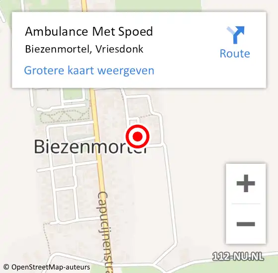 Locatie op kaart van de 112 melding: Ambulance Met Spoed Naar Biezenmortel, Vriesdonk op 31 december 2017 18:51