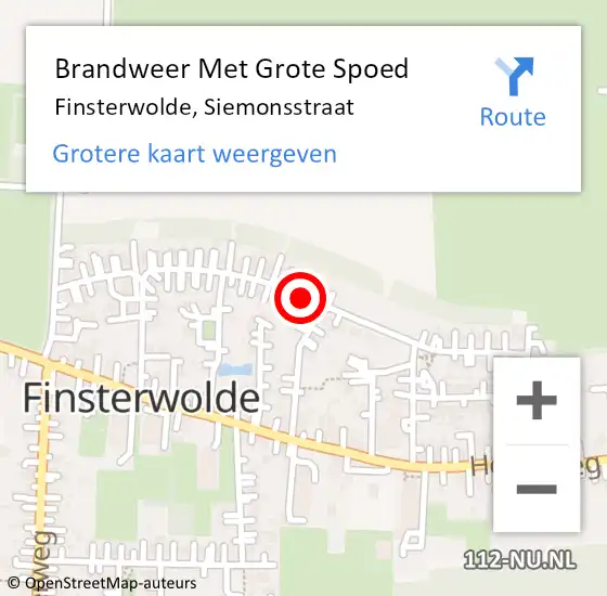 Locatie op kaart van de 112 melding: Brandweer Met Grote Spoed Naar Finsterwolde, Siemonsstraat op 31 december 2017 18:54