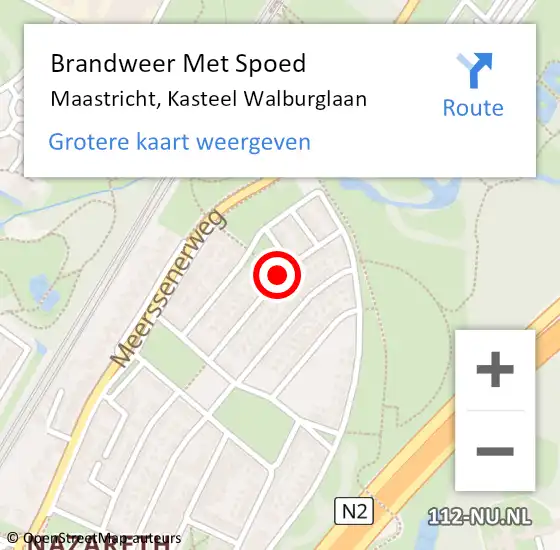 Locatie op kaart van de 112 melding: Brandweer Met Spoed Naar Maastricht, Kasteel Walburglaan op 31 december 2017 19:05