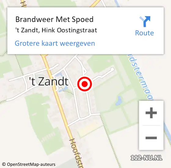 Locatie op kaart van de 112 melding: Brandweer Met Spoed Naar 't Zandt, Hink Oostingstraat op 31 december 2017 19:07